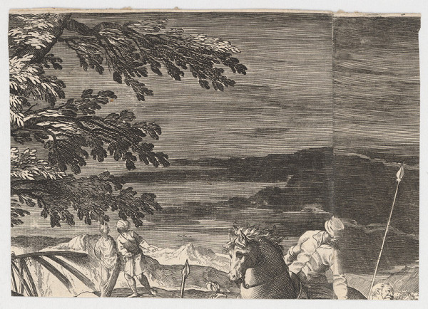 Marcus Sadeler, Jacopo Tintoretto – Fragment krajiny s jazdcom