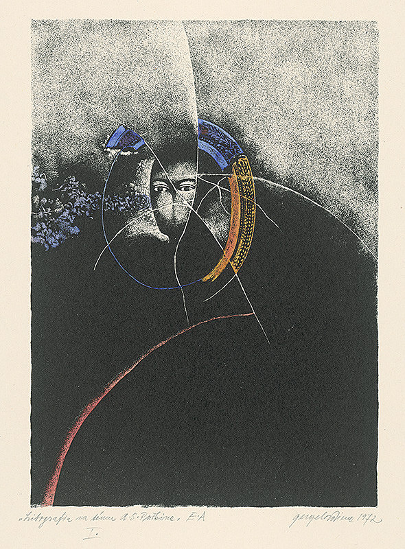 Viera Gergeľová – Litografia na tému A.S.Puškina 1. 