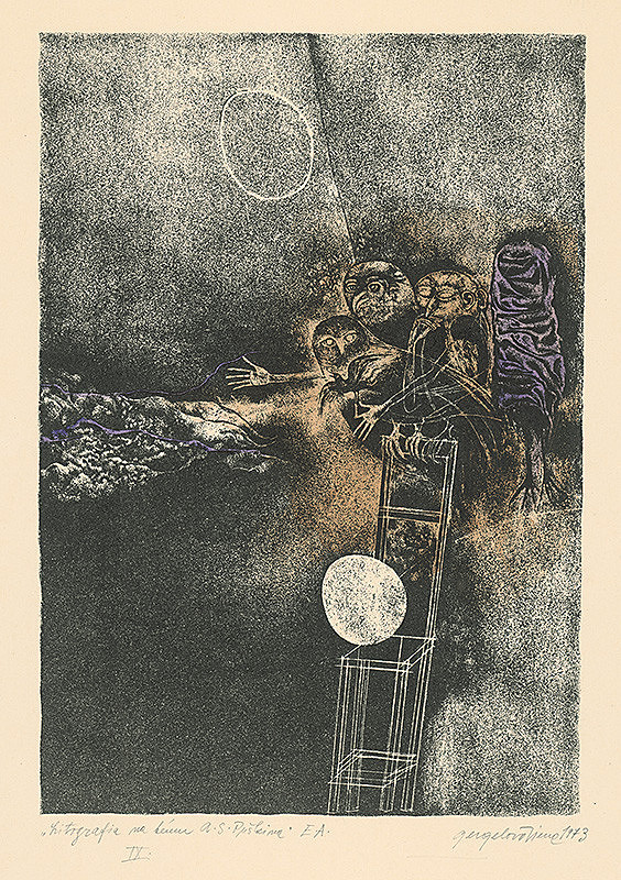 Viera Gergeľová – Litografia na tému A.S.Puškina 9. 