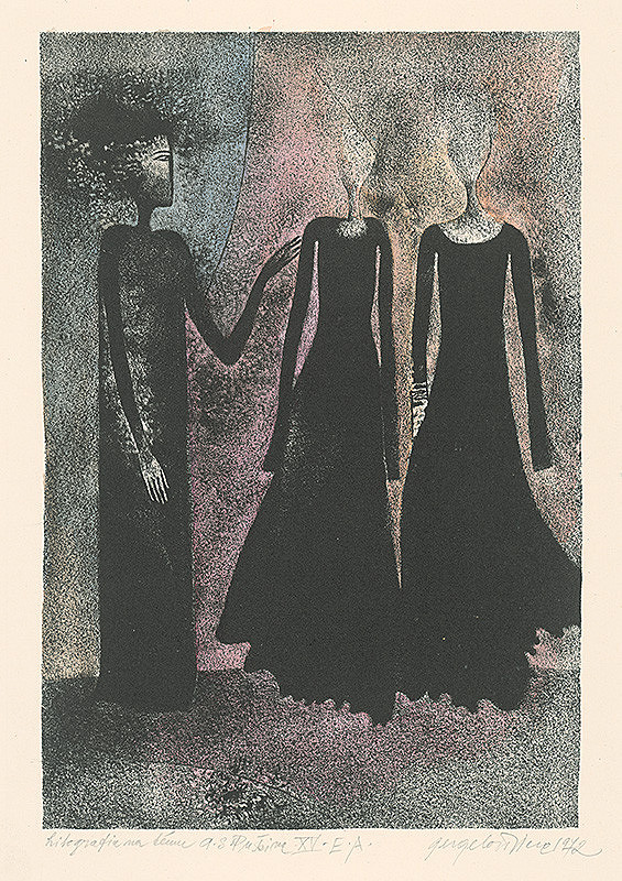 Viera Gergeľová – Litografia na tému A.S.Puškina 15. 