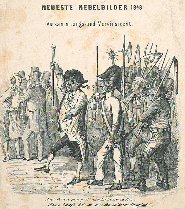 Rakúsky karikaturista z polovice 19. storočia – Právo zhromažďovať sa a spolčovať sa