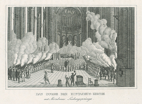 Nizozemský grafik z 19. storočia, Nemecký rytec z 19. storočia – Interiér kostola Sv.Eustacha s náhrobkom Mirabeaua 