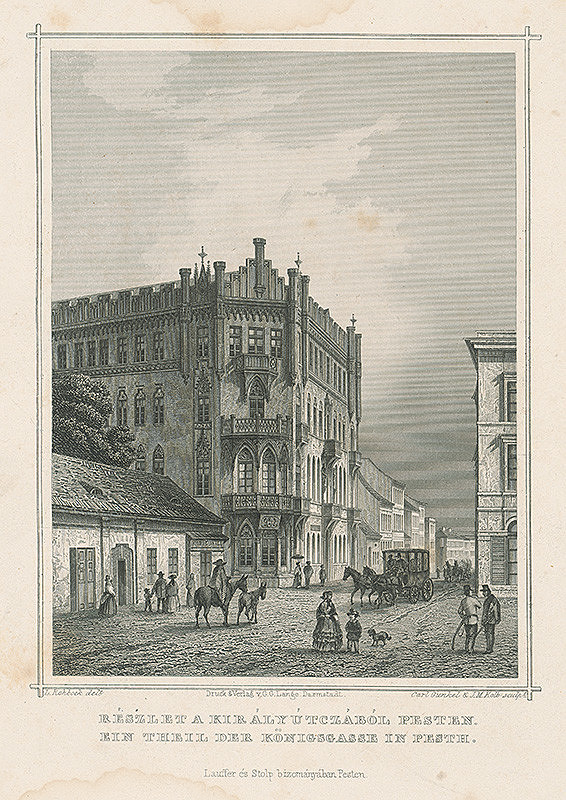 Ludwig Rohbock, K. Gunkel, Joseph Maximilian Kolb – Kráľovská ulica v Pešti