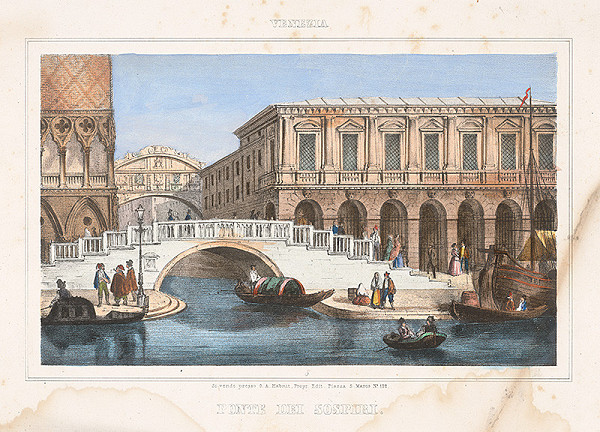 Taliansky autor z konca 19. storočia – Most Sospiri v Benátkach
