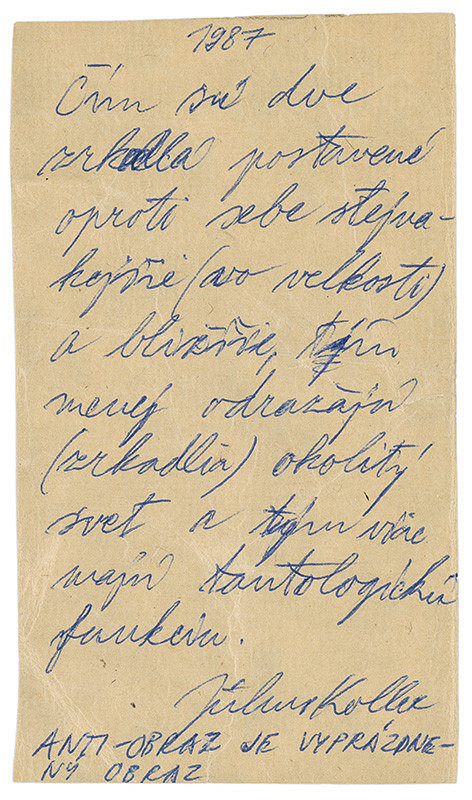 Július Koller – Archív JK/Čím sú dve zrkadlá... 