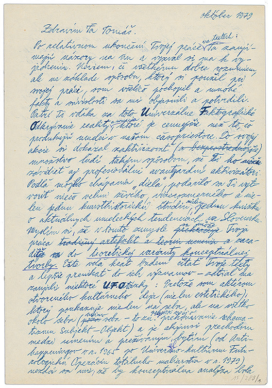 Július Koller – Archív JK/List Tomášovi Štraussovi 1 