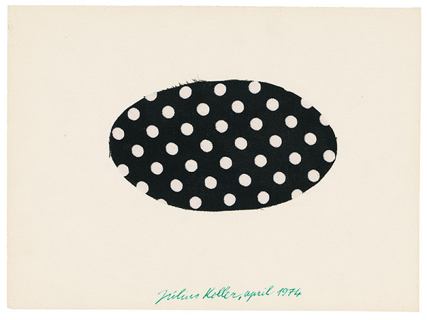 Július Koller – Archív JK/Katalóg "Textilné obrazy" (autorská koláž-elipsa)
