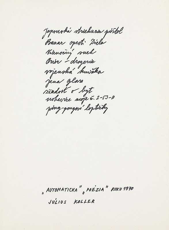 Július Koller – „Automatická“ „poézia“ roku 1970