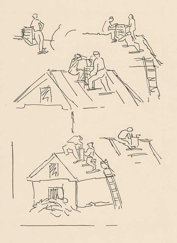 Ľudovít Fulla – Murovanie komína 