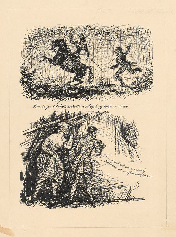 Ľudovít Fulla – 1. Len čo ju dobehol.... 2. Uvoľnil sa zradný koberec...... 