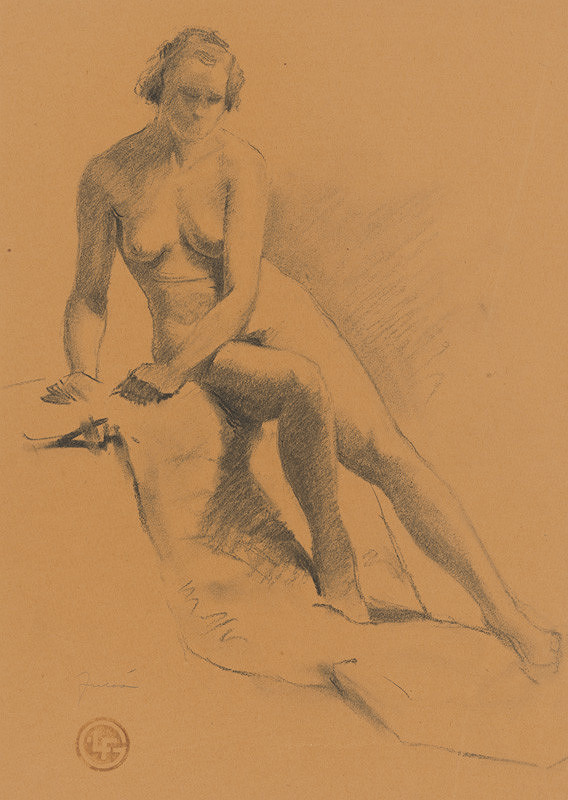 Ľudovít Fulla – Štúdia sediaceho ženského aktu 