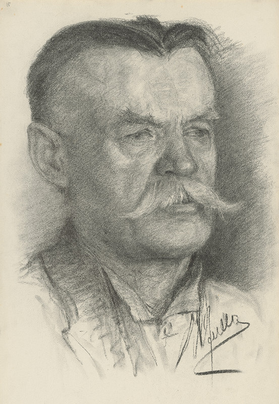 Ľudovít Fulla – Štúdia hlavy muža s fúzkami 