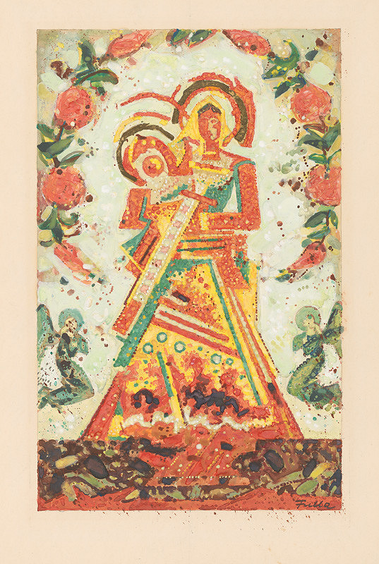 Ľudovít Fulla – Madonna (A Study for an Unrealised Painting Gingerbread Madonna Wearing a Flower Garland)