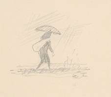 Ľudovít Fulla – Štúdia dedinčanky s dáždnikom 