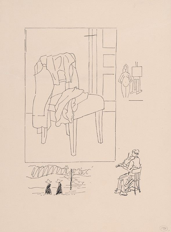 Ľudovít Fulla – Štúdia stoličky a tri figurálne štúdie 