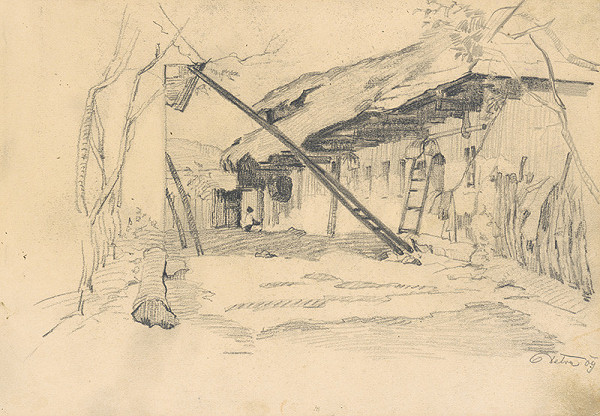 Jaroslav Augusta – Štúdia krajiny s dedinskou architektúrou  