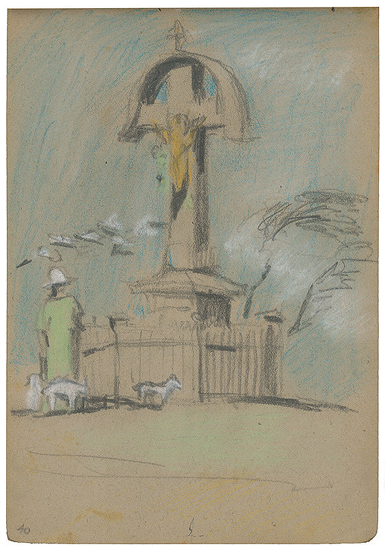 Margita Czóbelová – Náčrt kompozície figúry stojacej pred krížom  