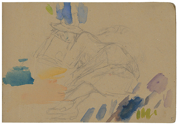 Margita Czóbelová – Náčrt ležiacej ženskej figúry s klobúkom  