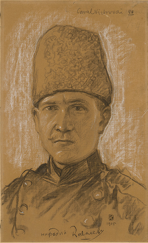 Peter Július Kern – Štúdia hlavy ruského kozáka 