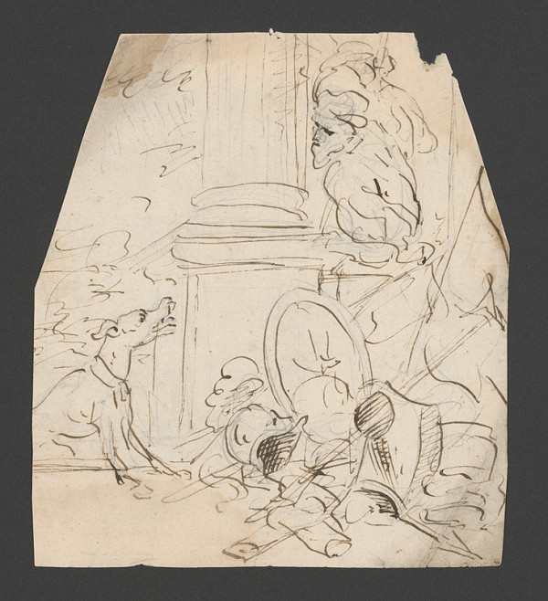 Stredoeurópsky maliar z 2. polovice 17. storočia – Muž a pes nad vojenským zátiším