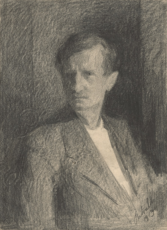 Eduard Putra – Portrét muža v bielej košeli a saku