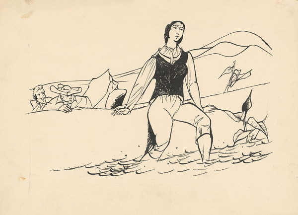 Vincent Hložník – Master and Prelate Watching a Woman by the River 