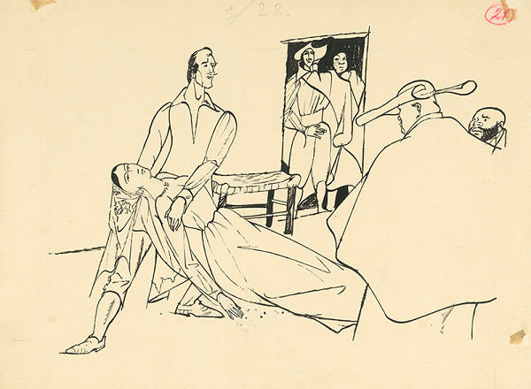 Vincent Hložník – Scéna s omdlievajúcou dámou a prelátom