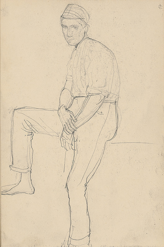 Ladislav Mednyánszky – Náčrt sediacej mužskej figúry   