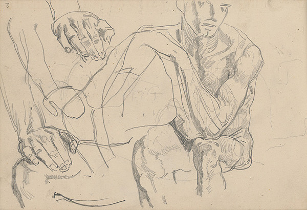 Ladislav Mednyánszky – Náčrt sediacej múžskej postavy a rúk  