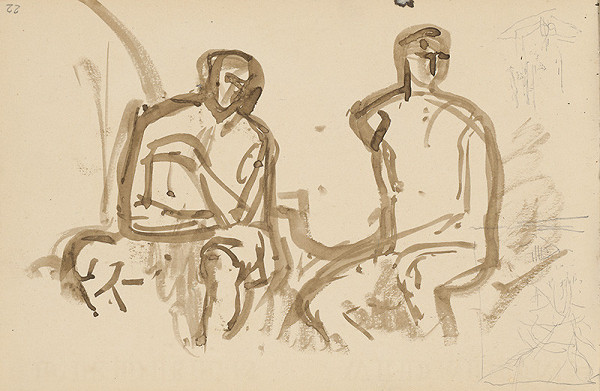 Ladislav Mednyánszky – Náčrt dvoch sediacich figúr 