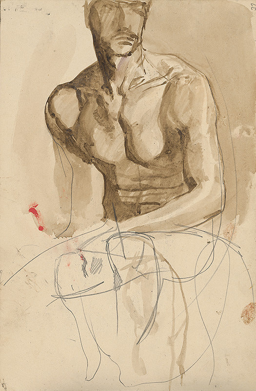 Ladislav Mednyánszky – Náčrty sediacej mužskej figúry  