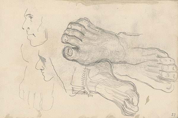 Ladislav Mednyánszky – Štúdie mužských tvárí a chodidiel  