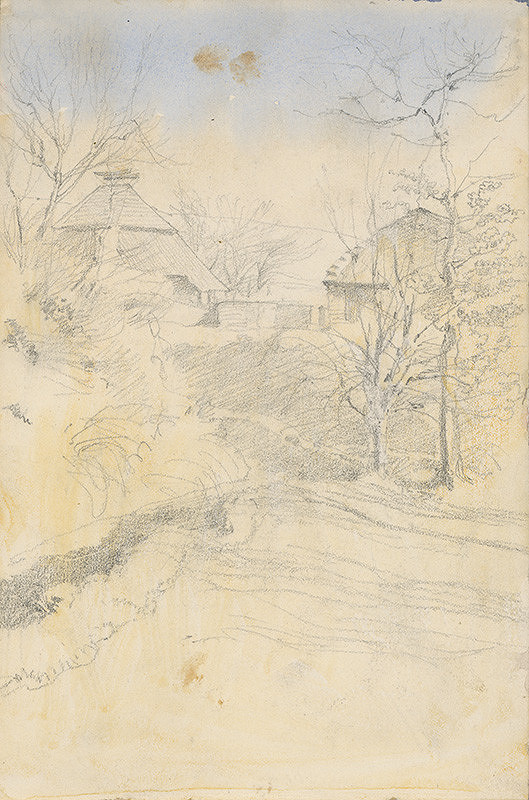 Ladislav Mednyánszky – Štúdia krajiny s ľudovou architektúrou 