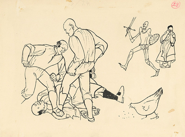 Vincent Hložník – Villagers Beating Sancho Panza