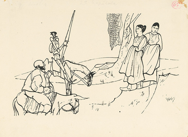 Vincent Hložník – Don Quixote and Sancho Panza Meeting Two Villagers 