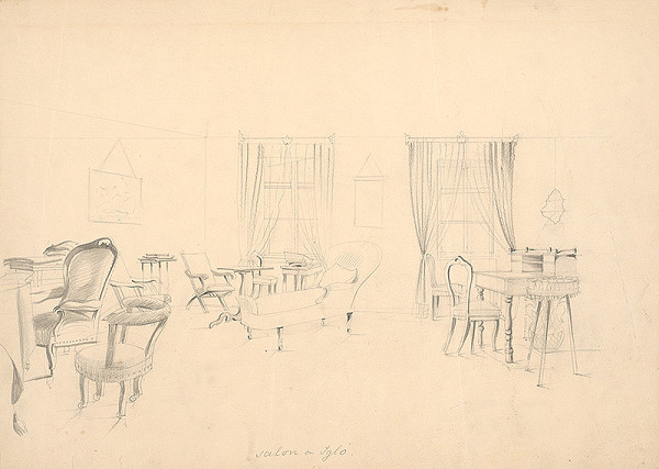 Ladislav Mednyánszky – Sketch of Interior. Salon in Spišská Nová Ves