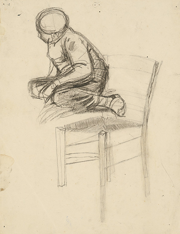 Ladislav Mednyánszky – Štúdia sediaceho chlapca a stoličky 