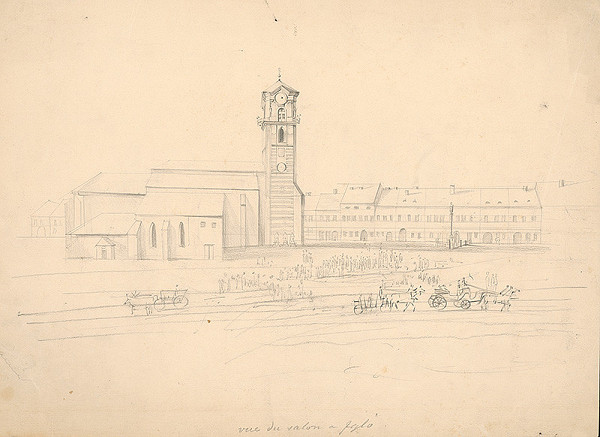 Ladislav Mednyánszky – Sketch of a Square with a Church 
