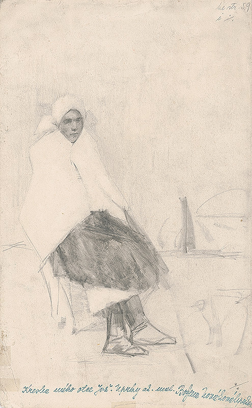 Joža Úprka – Study of a Woman from Myjava (Smoking Villager on the Back)