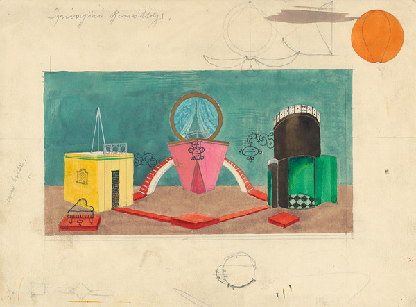 Ľudovít Fulla – Skica k scénickému návrhu k inscenácii C. Goldoniho a A. Hoffmeistera: Spievajúce Benátky 