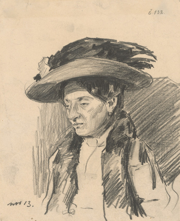 Eduard Putra – Study of a Woman with a Hat