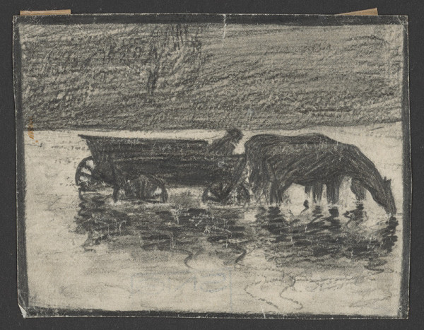 Eduard Putra – Štúdia voza s dvomi koňmi vo vode