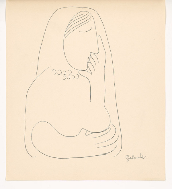 Mikuláš Galanda – Žena v šatke s podopretou tvárou 