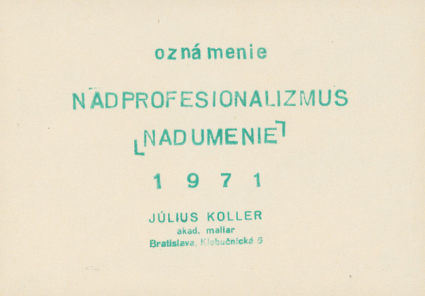 Július Koller – Announcement: SURPROFESIONALISM