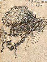 Milan Thomka Mitrovský – Štúdia hlavy muža s dlhými fúzami 