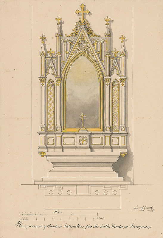 Konrád Švestka – Návrh na  gotický bočný oltár pre Berehovo