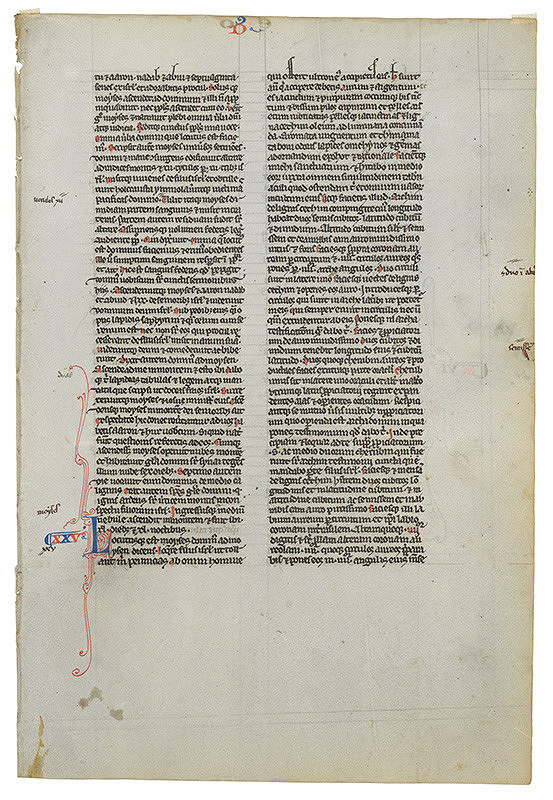 Neznámy autor – Folio neznámeho rukopisu z Biblie, bez iluminácie, zvýraznené fleuronée iniciály