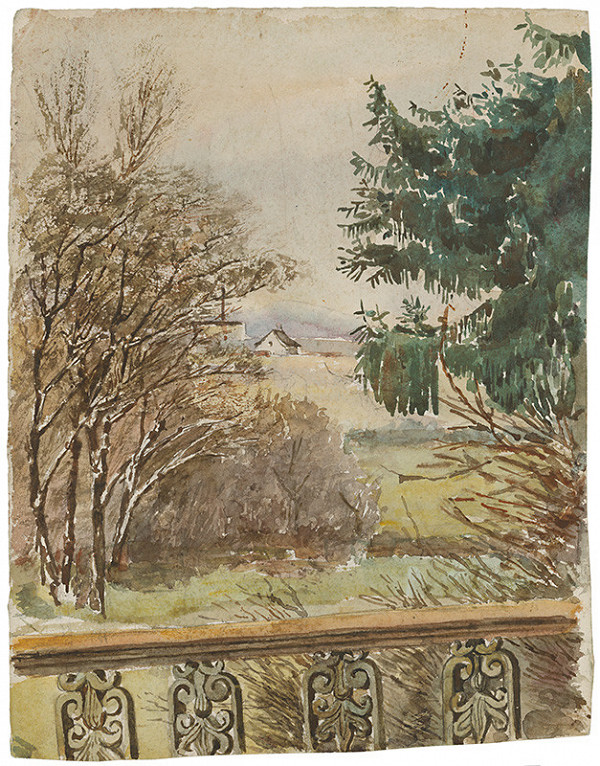 Margita Czóbelová, Margita Czóbelová-Mednyánszka – Pohľad na park v Strážkach z balkóna kaštieľa 