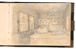 Viktor Odescalchi – Interiér cestovného koča počas zastávky v Ganserndorfe 