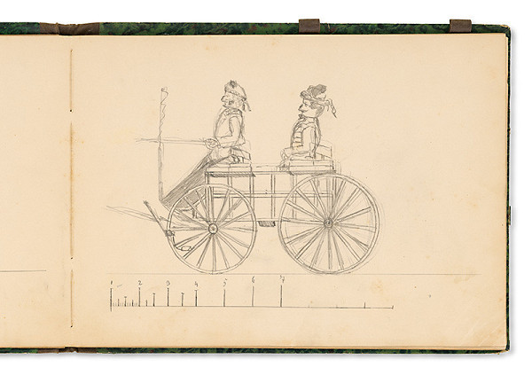 Július Odescalchi – Náčrt koča s kočišom a cestujúcim (obojstranne) 